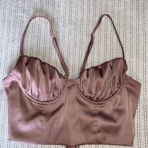 Sexy Metallic Corset Top with Tie Back